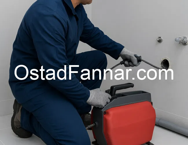 عملیات باز کردن گرفتگی لوله پشت روشویی در ستارخان تهران